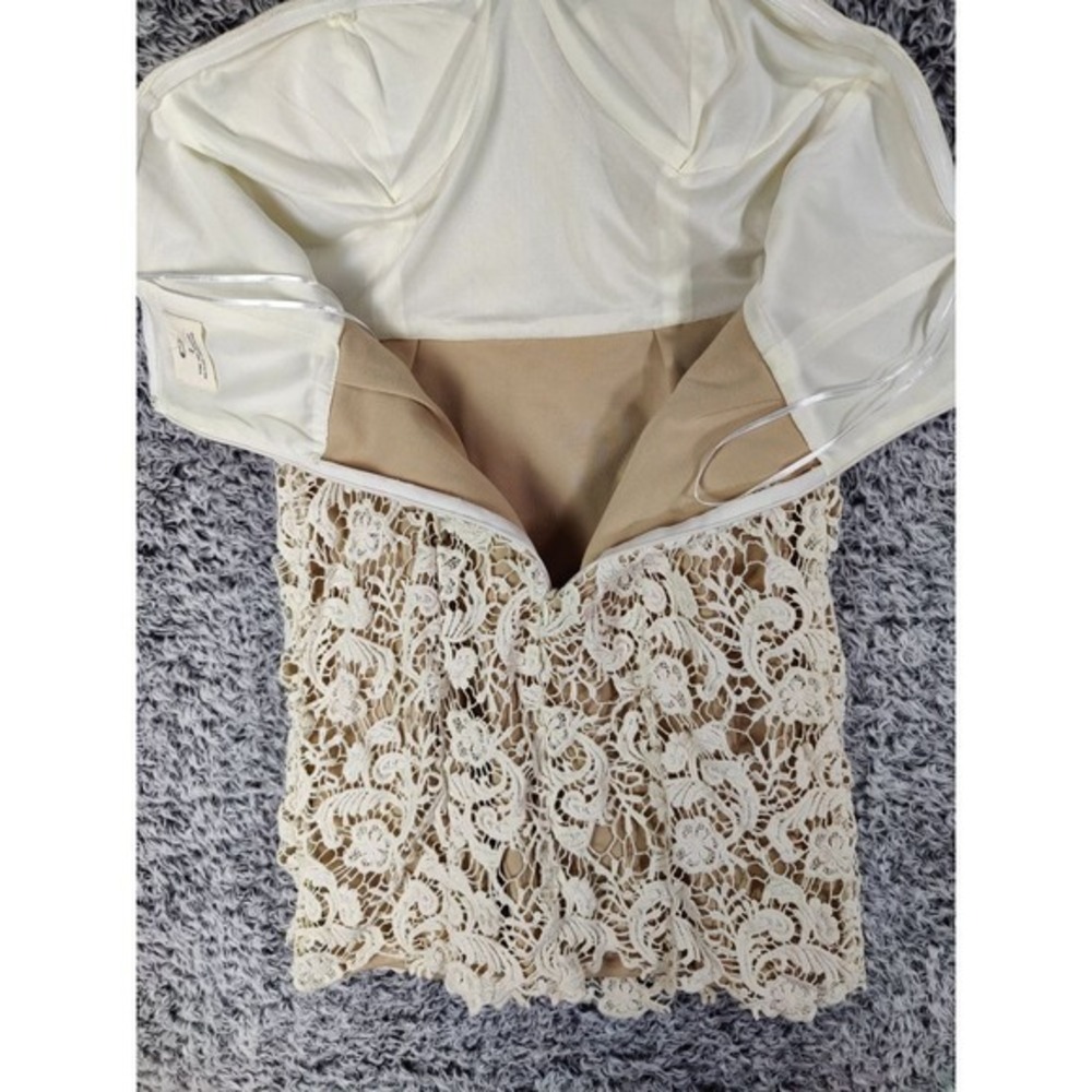 Pins Needles Women Fairy Cottage Romantic Chic Lace Strapless Mini Dress 2 Cream - Picture 7 of 10